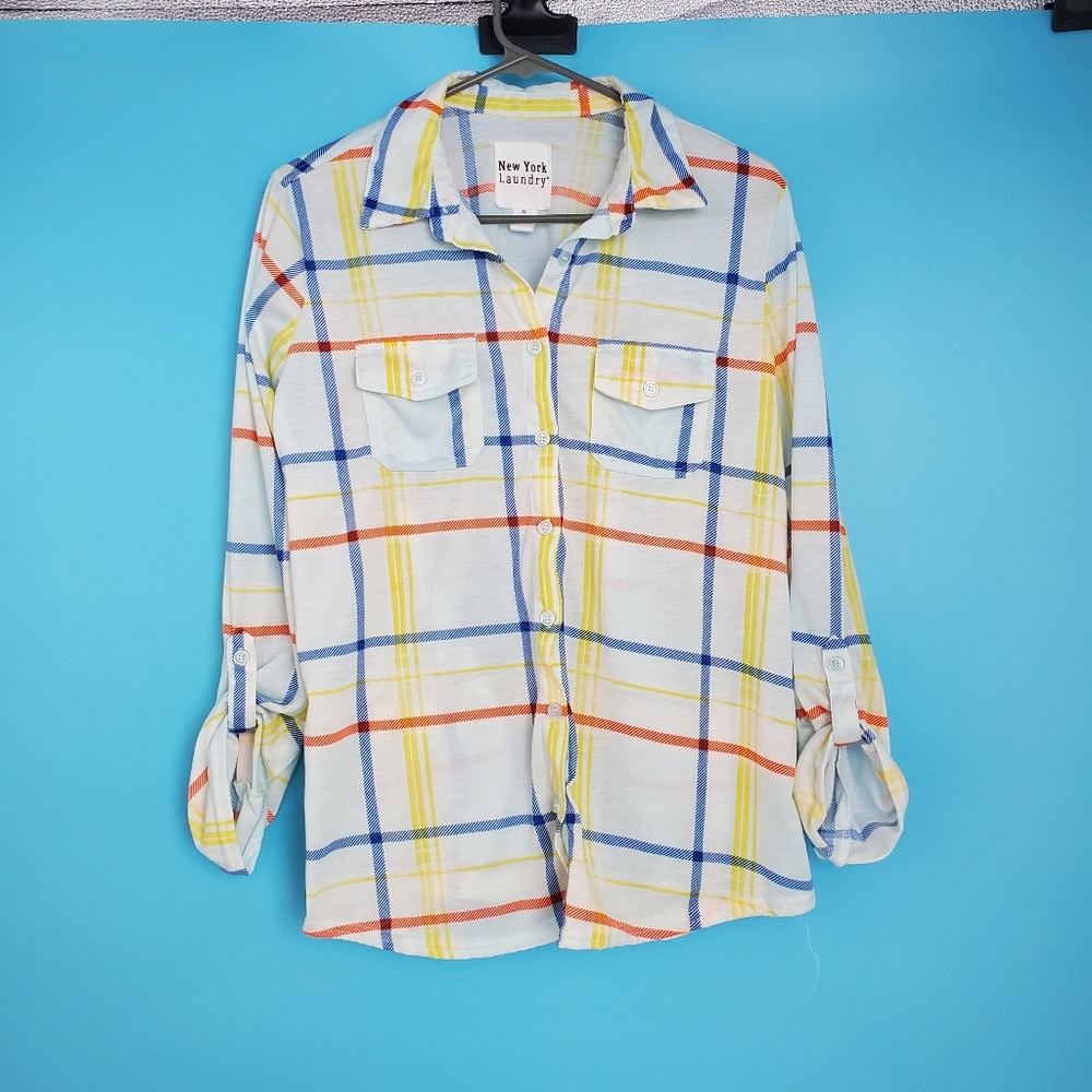 New York Laundry Button Down Shirt Size Medium Plaid